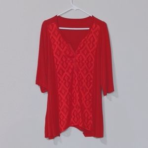 Red Diamond Patterned Blouse